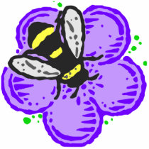 Bee on Purple Flower Cut Out