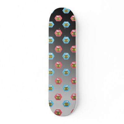 Bee pattern on black and white skateboard decks by Brothergravydesigns
