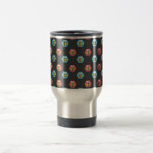 Bee pattern on black mugs
