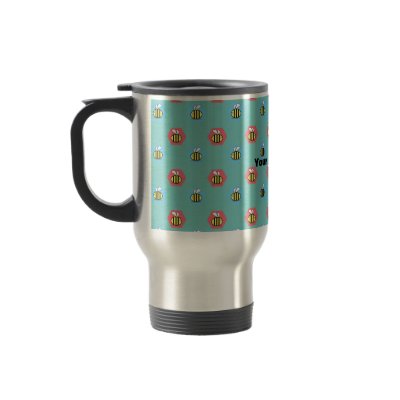 Bee pattern on light green mug by Brothergravydesigns