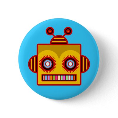 Bee Robot Fun Button by tshirtdujour