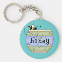 Bee Stealing from Honey Pot Key Chains