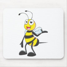 Bee Stickers : Bee Presenting with Hand Up Mousemat