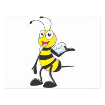 Bee Stickers : Bee Presenting with Hand Up Post Cards