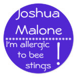 Bee sting Allergy Label stickers