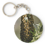 Bee swarm in tree Pink flowers keychains