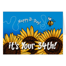 bee trail sunflower - 34 years old greeting cards