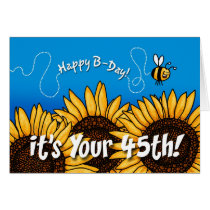bee trail sunflower - 45 years old card