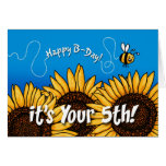 bee trail sunflower - 5 years old cards