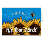 bee trail sunflower - 73 years old cards