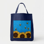 bee trail sunflower grocery bag