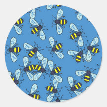 Bee Wallpaper Round Sticker