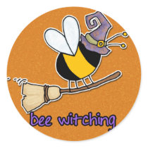 bee witching round sticker