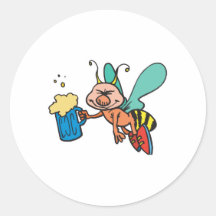 bee with a buzz round stickers