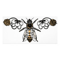 bee with clover custom photo card