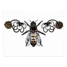 bee with clover post cards