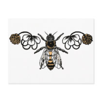 bee with clover post cards