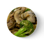 Beef, broccoli & mushroom stir fry pinback buttons