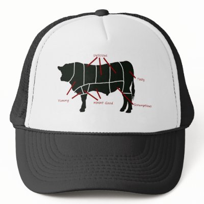 Beef Butcher Chart - Tasty Delicious Yummy Beef! Mesh Hats by RedneckHillbillies