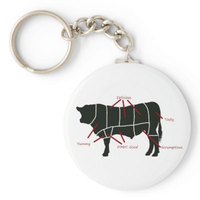 Beef Butcher Chart - Tasty Delicious Yummy Beef! Keychain by RedneckHillbillies