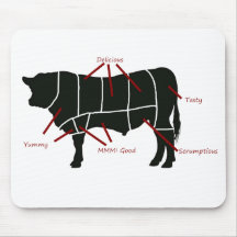 Beef Butcher Chart - Tasty Delicious Yummy Beef! Mousepad
