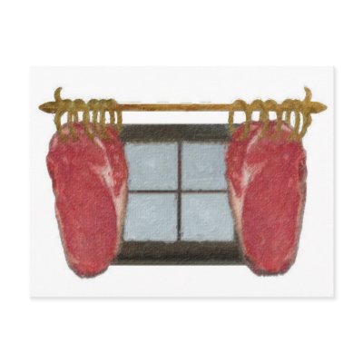 Beef Curtain Postcard by dinoginelli