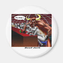 Beef Jerky Origins Funny Cow & Bull Cartoon Gifts Magnet