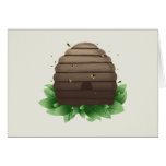 Beehive and bee swarm greeting cards