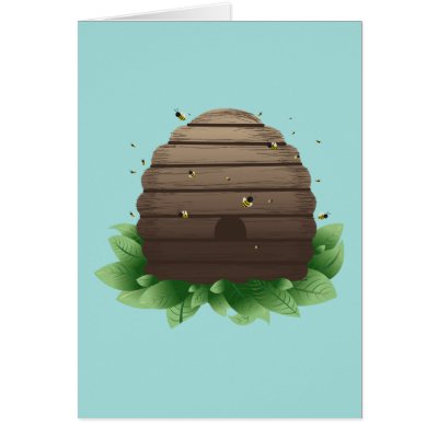 Beehive and bee swarm greeting cards by i_dentity