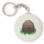 Beehive and bee swarm keychain