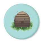 Beehive and bee swarm fridge magnets