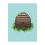 Beehive and bee swarm postcard