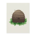 Beehive and bee swarm postcards