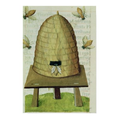 Beehive and Bees by bridgemanart