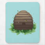 BEEHIVE & BEES BLUE MOUSE PAD