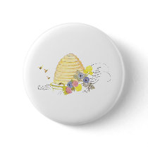 Beehive of Coiled Straw and Flowers Buttons