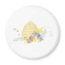 Beehive of Coiled Straw and Flowers Fridge Magnet