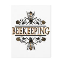 beekeeping with worker bees postcard