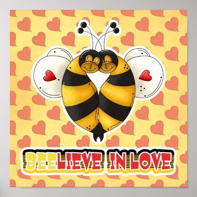 BEElieve in Love Bumble Bees Poster by cutespot