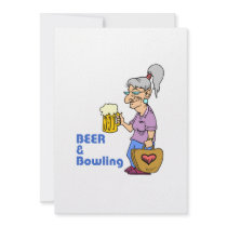 beer and bowling grandma personalised invitations