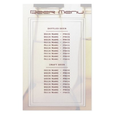 Beer Bottle Beer Menu by EnduringMoments