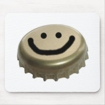 Beer Bottle Cap Smiley Face Mousepads