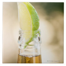 Beer bottle with lime wedge tiles