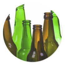 beer bottles round sticker