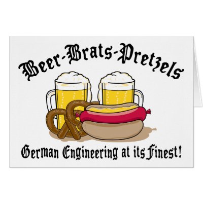 Beer Brats Pretzels German Card by Oktoberfest_TShirts