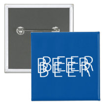 BEER Double Vision - Blue and White Pinback Buttons