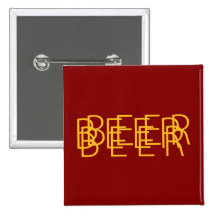 BEER Double Vision - Maroon Red and Gold Pinback Buttons