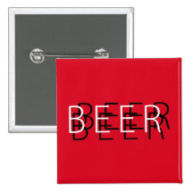 BEER Double Vision - Red Black and White Pinback Button
