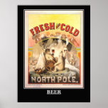 Beer Fresh and Cold Vintage Poster
