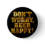 Beer Happy Black Button